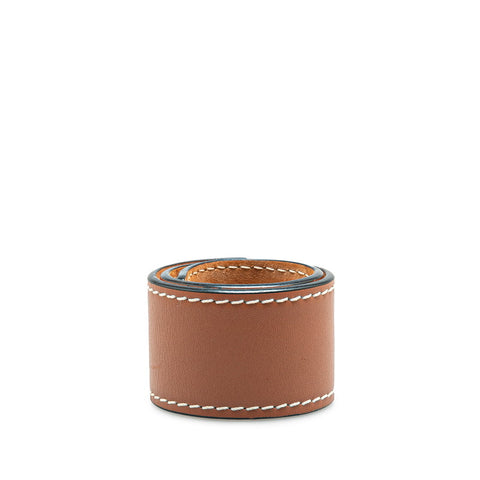 ロエベ アナグラム スラップ ブレスレット スモール バングル ブラウン レザー レディース LOEWE 【中古】