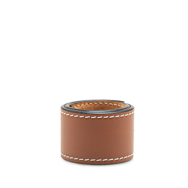 ロエベ アナグラム スラップ ブレスレット スモール バングル ブラウン レザー レディース LOEWE 【中古】