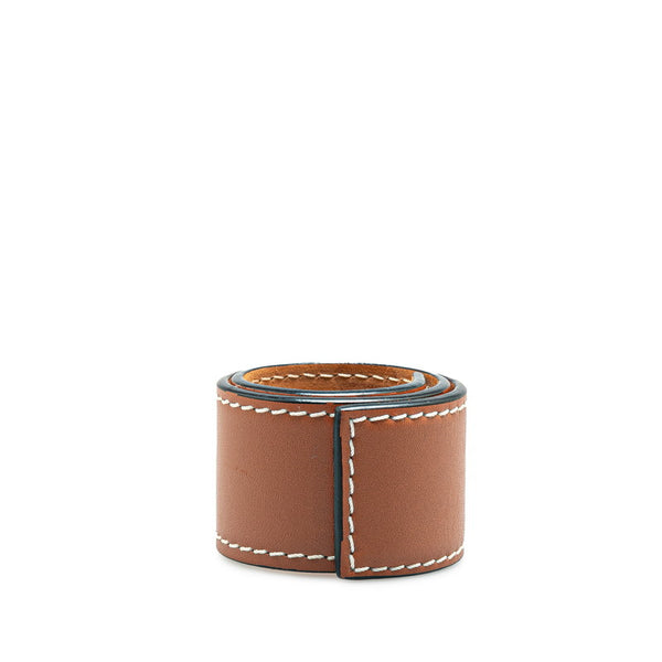 ロエベ アナグラム スラップ ブレスレット スモール バングル ブラウン レザー レディース LOEWE 【中古】