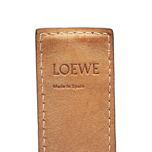 ロエベ アナグラム スラップ ブレスレット スモール バングル ブラウン レザー レディース LOEWE 【中古】