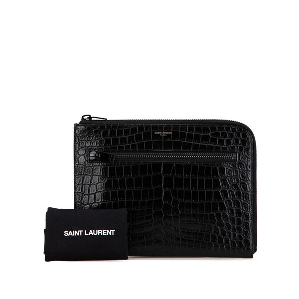 サンローラン 型押し クラッチバッグ 479964 ブラック レザー レディース SAINT LAURENT 【中古】
