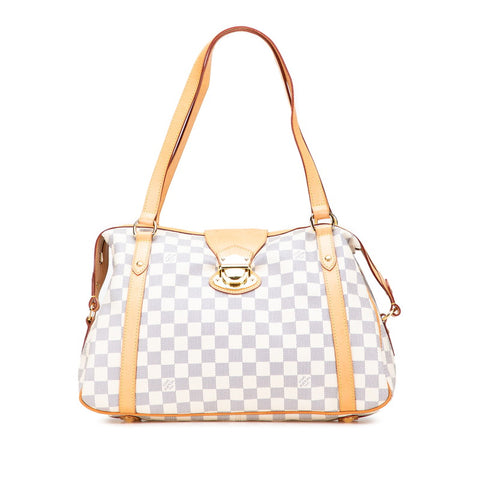ルイ ヴィトン ダミエ アズール ストレーザPM ハンドバッグ トートバッグ N42220 ホワイト アイボリー PVC レザー レディース LOUIS VUITTON 【中古】