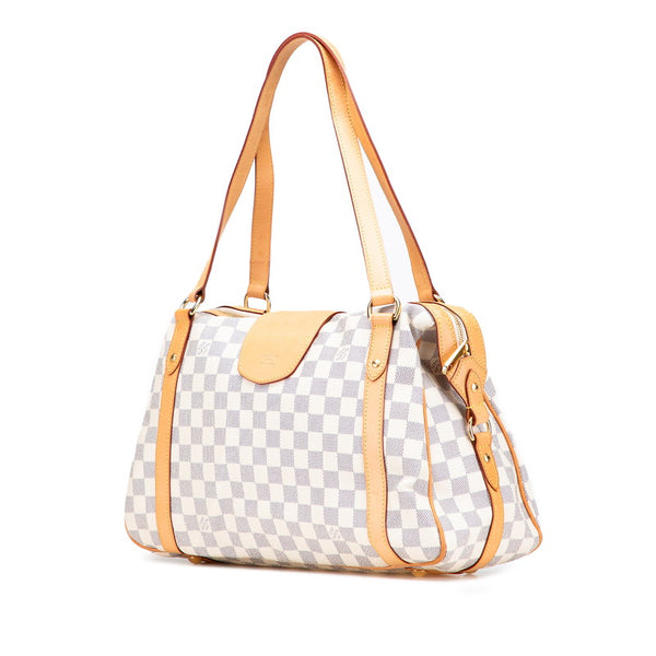 ルイ ヴィトン ダミエ アズール ストレーザPM ハンドバッグ トートバッグ N42220 ホワイト アイボリー PVC レザー レディース LOUIS VUITTON 【中古】