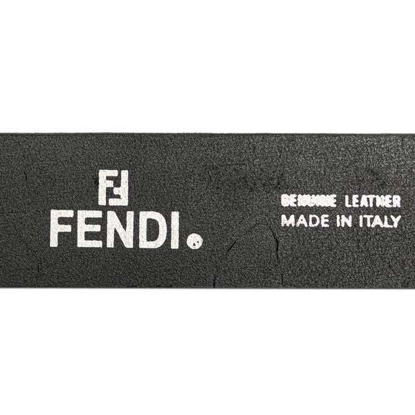 フェンディ ロゴバックル ベルト 110/125 ブラック シルバー レザー メンズ FENDI 【中古】
