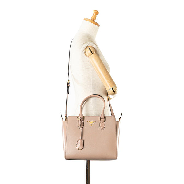 プラダ サフィアーノ ハンドバッグ ショルダーバッグ 2WAY 1BA113 ベージュ レザー レディース PRADA 【中古】