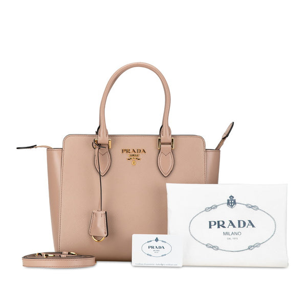 プラダ サフィアーノ ハンドバッグ ショルダーバッグ 2WAY 1BA113 ベージュ レザー レディース PRADA 【中古】
