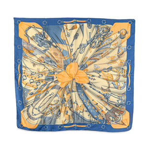エルメス カレ90 soleil de soie シルクの太陽 スカーフ ブルー ベージュ マルチカラー シルク レディース HERMES 【中古】