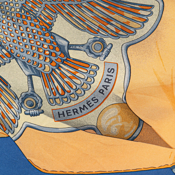エルメス カレ90 soleil de soie シルクの太陽 スカーフ ブルー ベージュ マルチカラー シルク レディース HERMES 【中古】