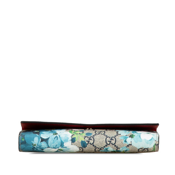 グッチ GGブルームス フローラ フラワー 花 長財布 コンチネンタルウォレット 404070 ベージュ ブルー PVC レザー レディース GUCCI 【中古】