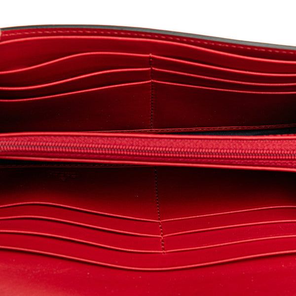 グッチ GGブルームス フローラ フラワー 花 長財布 コンチネンタルウォレット 404070 ベージュ ブルー PVC レザー レディース GUCCI 【中古】