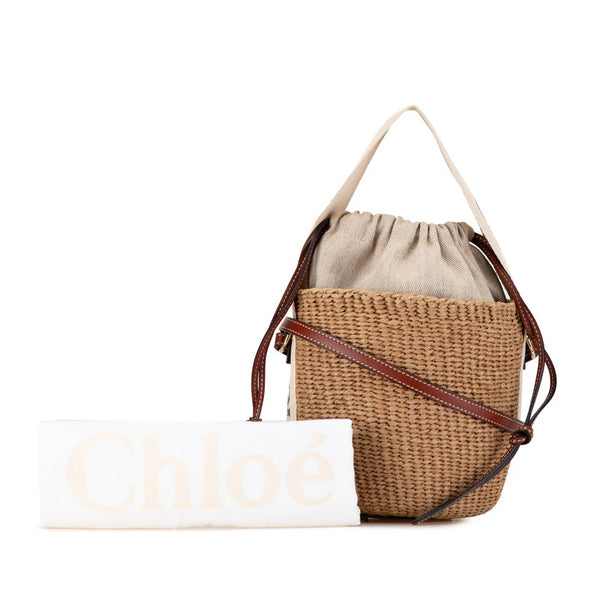 クロエ ロゴ カゴバッグ ショルダーバッグ ハンドバッグ 2WAY ベージュ ブラウン ラフィア レザー レディース Chloe 【中古】