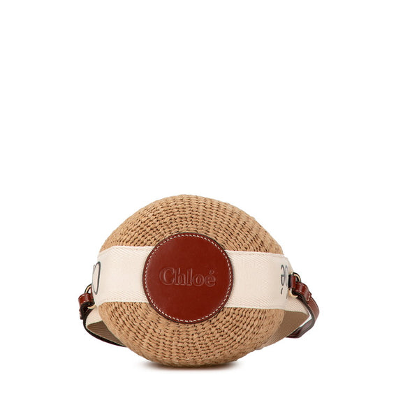 クロエ ロゴ カゴバッグ ショルダーバッグ ハンドバッグ 2WAY ベージュ ブラウン ラフィア レザー レディース Chloe 【中古】