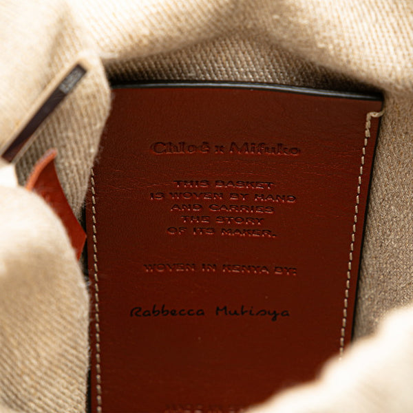 クロエ ロゴ カゴバッグ ショルダーバッグ ハンドバッグ 2WAY ベージュ ブラウン ラフィア レザー レディース Chloe 【中古】