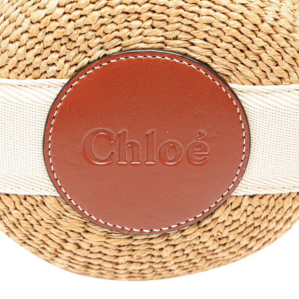 クロエ ロゴ カゴバッグ ショルダーバッグ ハンドバッグ 2WAY ベージュ ブラウン ラフィア レザー レディース Chloe 【中古】