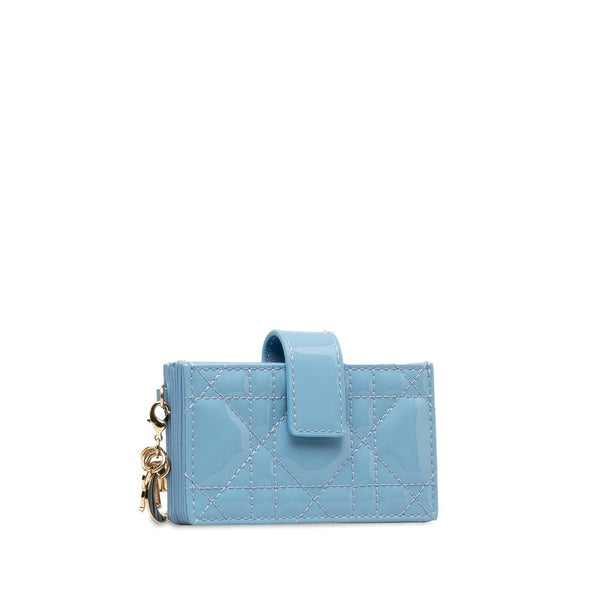ディオール カナージュ カードケース 名刺入れ ブルー ゴールド エナメル レディース Dior 【中古】