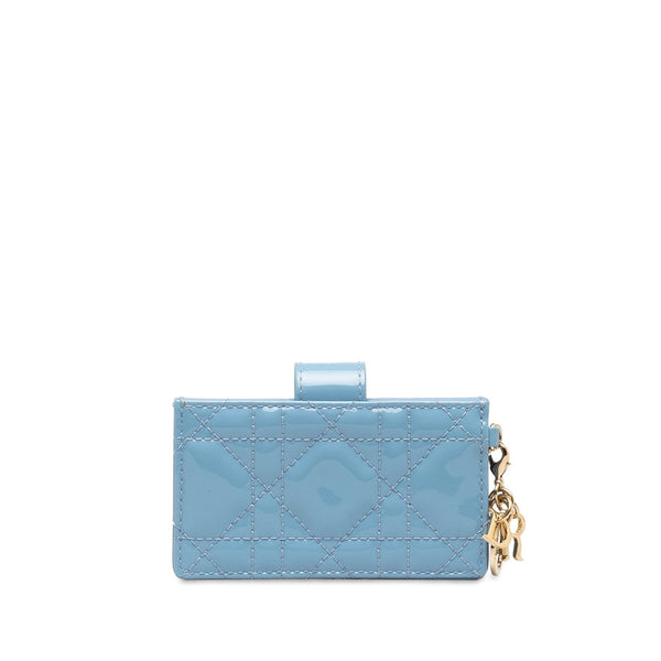 ディオール カナージュ カードケース 名刺入れ ブルー ゴールド エナメル レディース Dior 【中古】