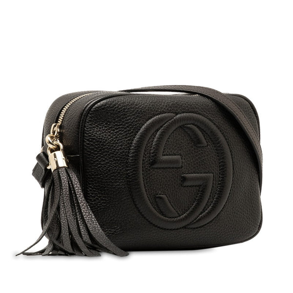 グッチ インターロッキングG ソーホー スモールディスコ タッセル 斜め掛け ショルダーバッグ  308364 ブラック レザー レディース GUCCI 【中古】