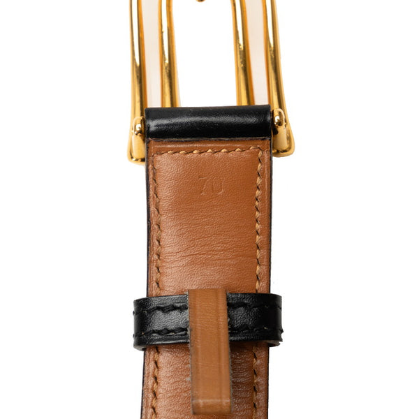 エルメス ヴィンテージ ゴールド金具 ベルト 70 ブラック レザー レディース HERMES 【中古】
