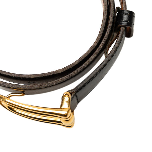 エルメス ヴィンテージ ゴールド金具 ベルト 70 ブラック レザー レディース HERMES 【中古】