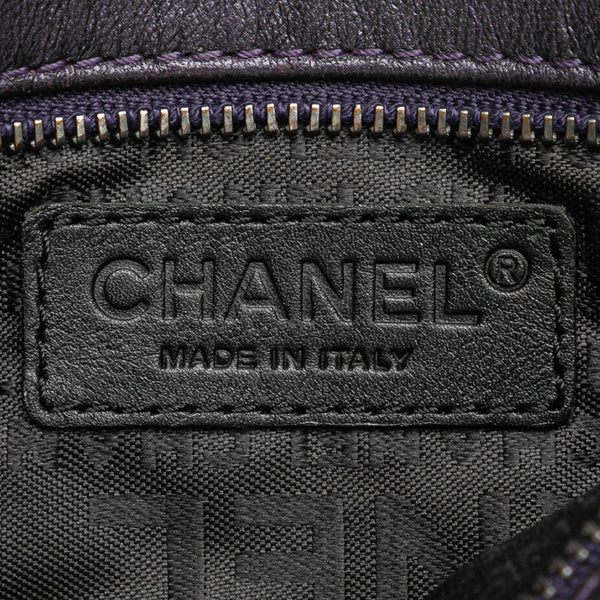 シャネル カメリア チェーン ハンドバッグ パープル ラムスキン レディース CHANEL 【中古】