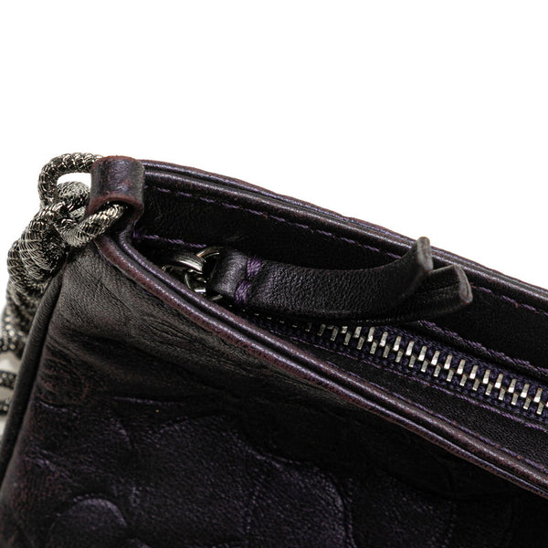 シャネル カメリア チェーン ハンドバッグ パープル ラムスキン レディース CHANEL 【中古】