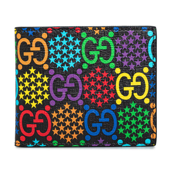 グッチ GGサイケデリック 二つ折り財布 601089 ブラック マルチカラー PVC メンズ GUCCI 【中古】