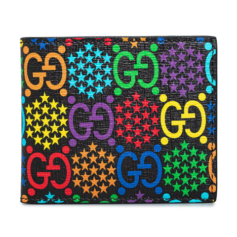 グッチ GGサイケデリック 二つ折り財布 601089 ブラック マルチカラー PVC メンズ GUCCI 【中古】