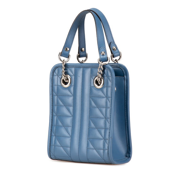 グッチ GGマーモント キルティング ミニ ハンドバッグ ショルダーバッグ 2WAY 696123 ブルー レザー レディース GUCCI 【中古】