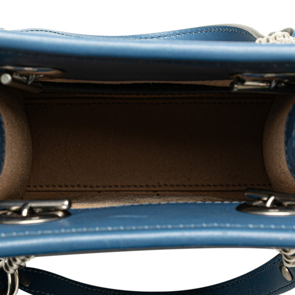 グッチ GGマーモント キルティング ミニ ハンドバッグ ショルダーバッグ 2WAY 696123 ブルー レザー レディース GUCCI 【中古】