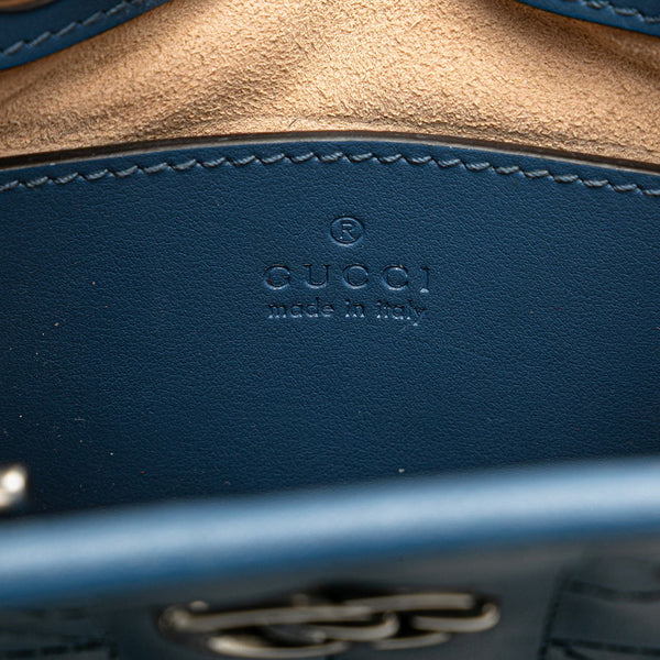 グッチ GGマーモント キルティング ミニ ハンドバッグ ショルダーバッグ 2WAY 696123 ブルー レザー レディース GUCCI 【中古】