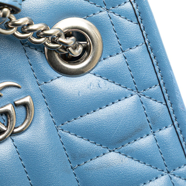 グッチ GGマーモント キルティング ミニ ハンドバッグ ショルダーバッグ 2WAY 696123 ブルー レザー レディース GUCCI 【中古】