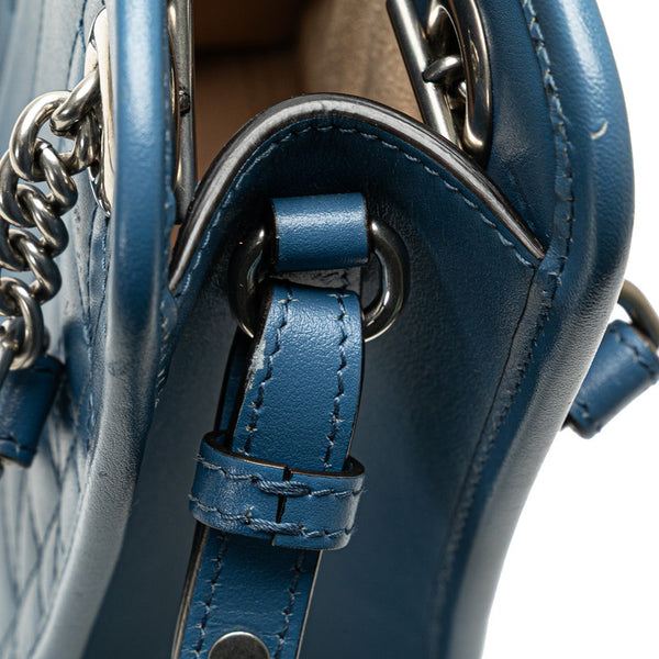 グッチ GGマーモント キルティング ミニ ハンドバッグ ショルダーバッグ 2WAY 696123 ブルー レザー レディース GUCCI 【中古】