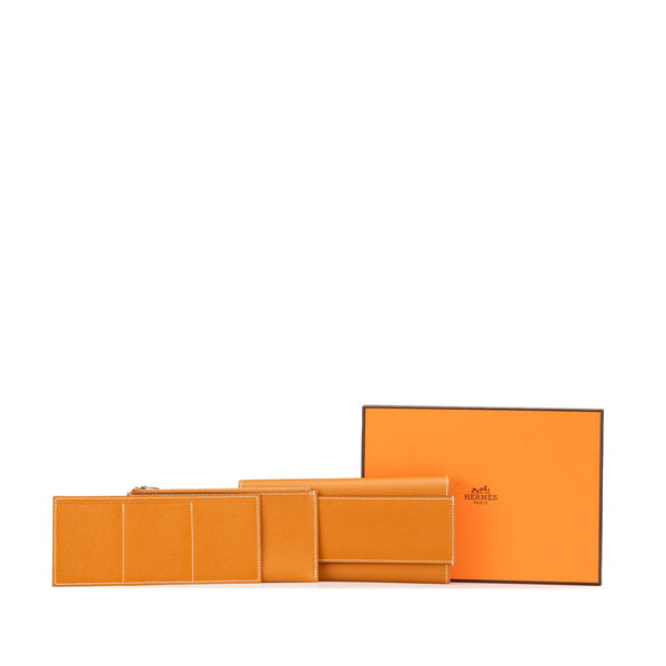 エルメス パッサンロング 長財布 ブラウン ゴールド ヴォーエプソン レディース HERMES 【中古】