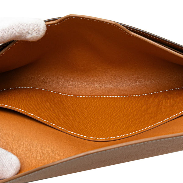 エルメス パッサンロング 長財布 ブラウン ゴールド ヴォーエプソン レディース HERMES 【中古】