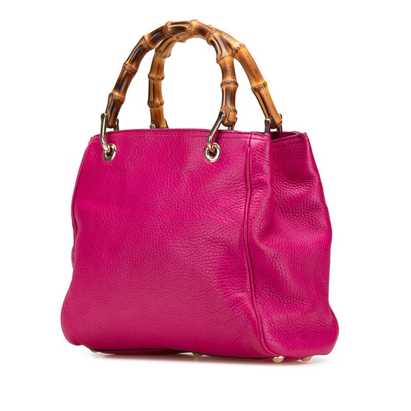 グッチ バンブー ハンドバッグ ショルダーバッグ 2WAY 336032 ピンク ブラウン レザー レディース GUCCI 【中古】