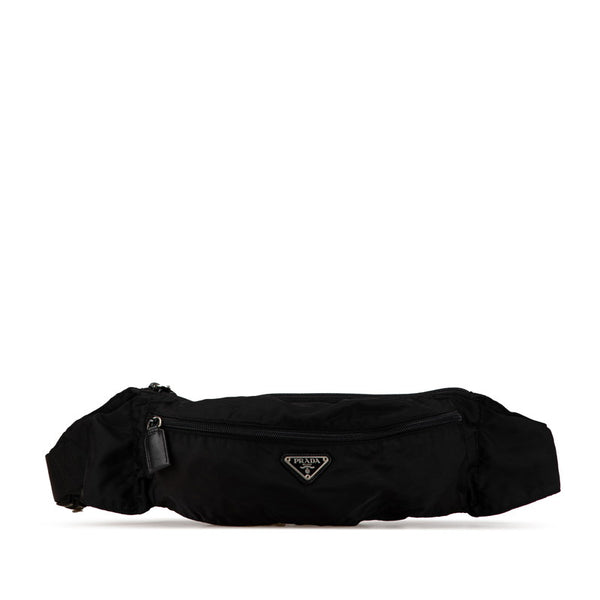 プラダ 三角ロゴプレート ウエストバッグ ボディバッグ ブラック ナイロン レディース PRADA 【中古】