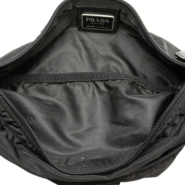 プラダ 三角ロゴプレート ウエストバッグ ボディバッグ ブラック ナイロン レディース PRADA 【中古】
