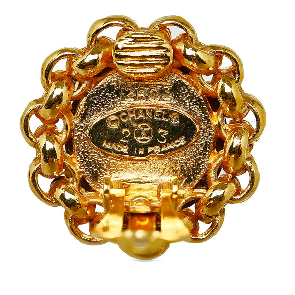 シャネル ココマーク グリポア イヤリング ゴールド レッド メッキ レディース CHANEL 【中古】