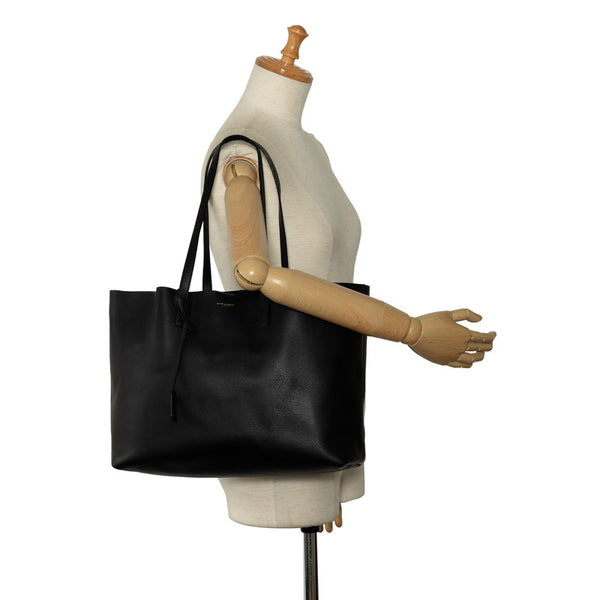 サンローラン サックショッピング トートバッグ ショルダーバッグ 394195 ブラック レザー レディース SAINT LAURENT 【中古】