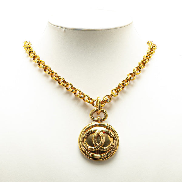 シャネル ヴィンテージ ココマーク ミラー チェーン ペンダントネックレス ゴールド メッキ レディース CHANEL 【中古】