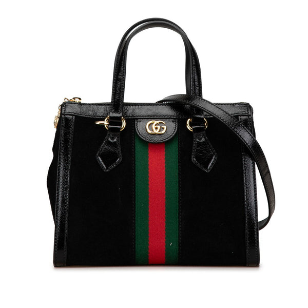 グッチ オフィディア ハンドバッグ ショルダーバッグ 2WAY 547551 ブラック スウェード パテントレザー レディース GUCCI 【中古】
