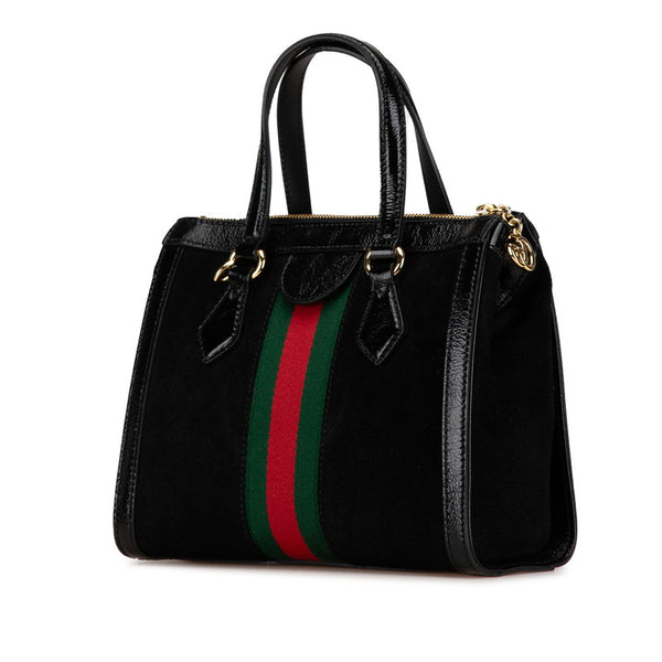 グッチ オフィディア ハンドバッグ ショルダーバッグ 2WAY 547551 ブラック スウェード パテントレザー レディース GUCCI 【中古】