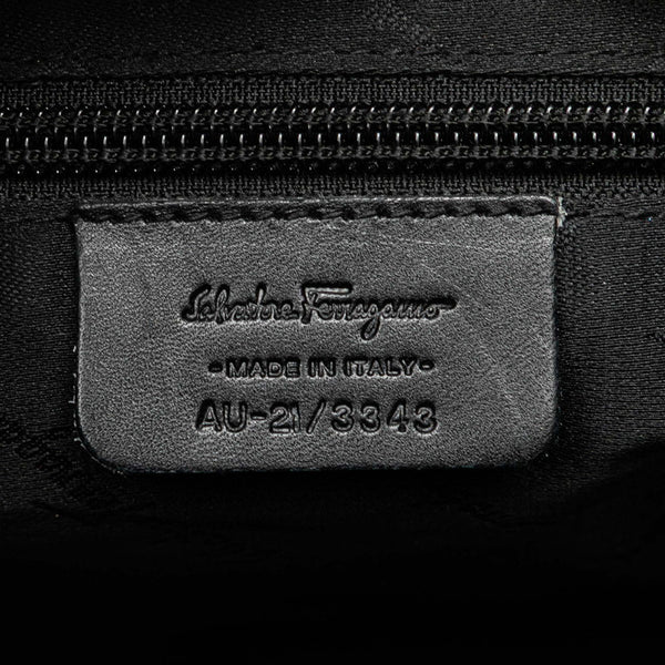 サルヴァトーレフェラガモ ガンチーニ ワンショルダーバッグ ブラック レッド キャンバス レザー レディース Salvatore Ferragamo 【中古】