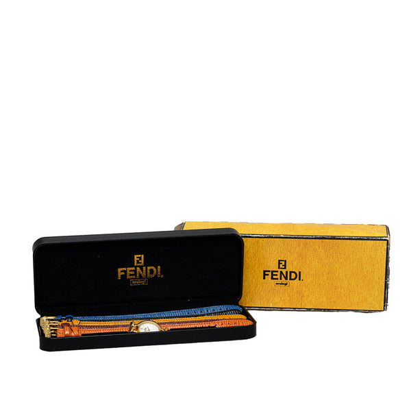 フェンディ チェンジベルト 全5色 腕時計 640L クオーツ シルバー文字盤 メッキ レザー レディース FENDI 【中古】