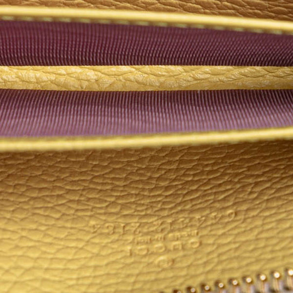 グッチ ダブルG ラウンドファスナー コインケース 小銭入れ 644412 ベージュ ゴールド レザー レディース GUCCI 【中古】