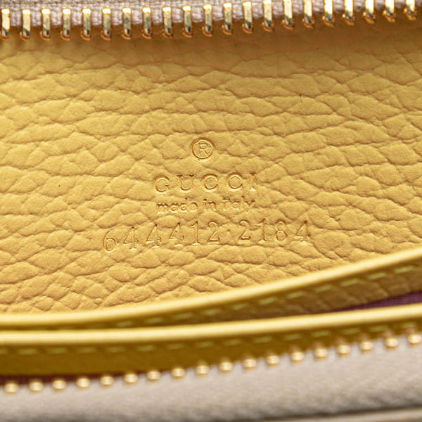 グッチ ダブルG ラウンドファスナー コインケース 小銭入れ 644412 ベージュ ゴールド レザー レディース GUCCI 【中古】