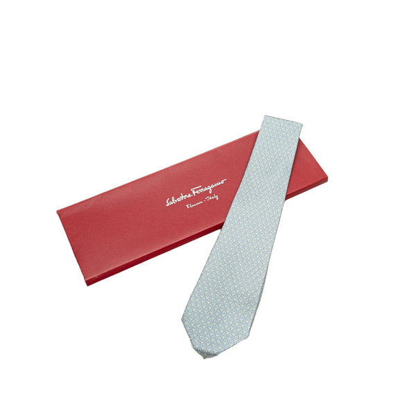 サルヴァトーレフェラガモ カジュアル 総柄 ネクタイ ライトブルー シルク レディース Salvatore Ferragamo 【中古】