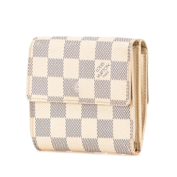 ルイ ヴィトン ダミエ アズール ポルトフォイユ エリーズ 二つ折り財布 N61733 ホワイト PVC レザー レディース LOUIS VUITTON 【中古】
