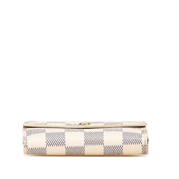 ルイ ヴィトン ダミエ アズール ポルトフォイユ エリーズ 二つ折り財布 N61733 ホワイト PVC レザー レディース LOUIS VUITTON 【中古】