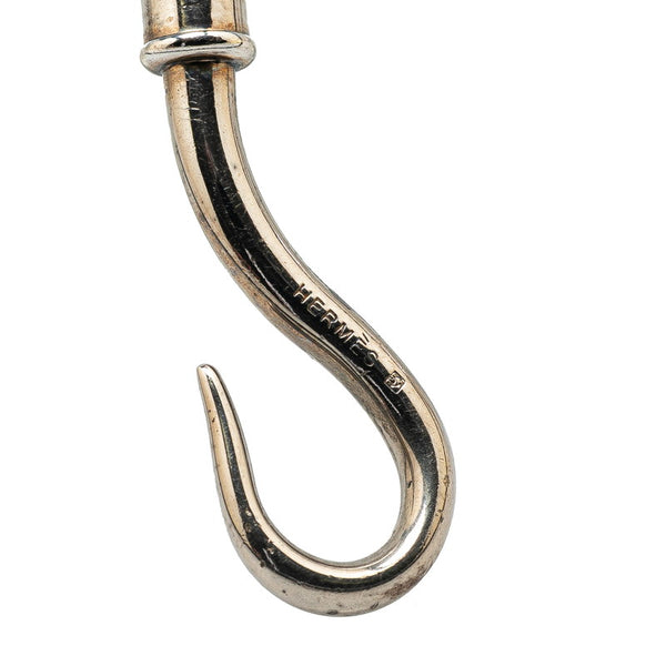 エルメス ジャンボ ブレスレット 2連 チョーカー ブラック シルバー レザー メタル レディース HERMES 【中古】